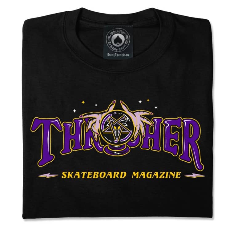 Thrasher Tee Fortune Black Premium Skateboard Magazine T Shirt