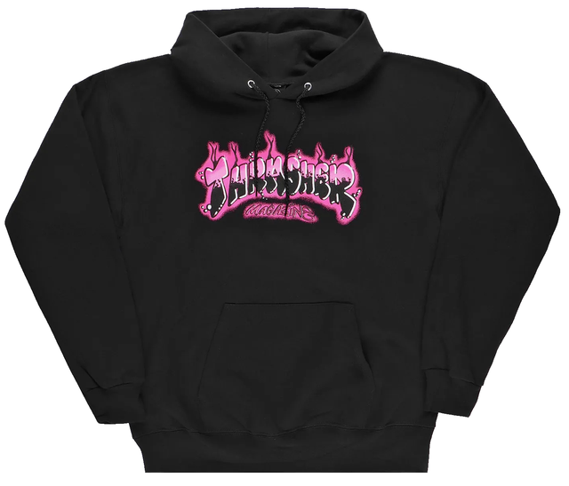 Thrasher Hood Airbrush Black Artwork By Wavytrillbaby Skateboard Jumper Sweater