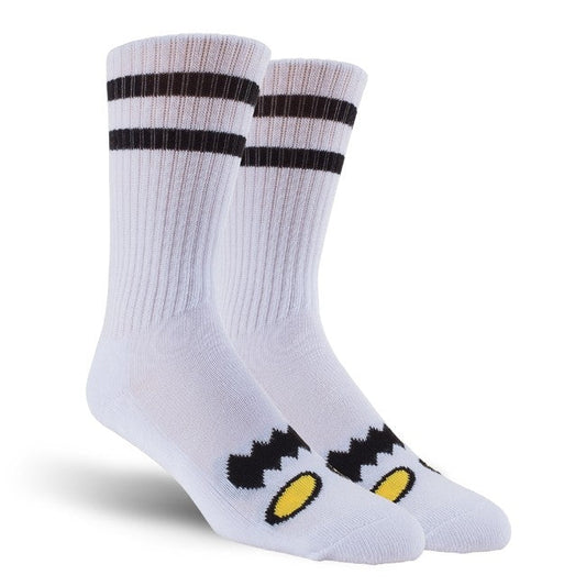Toy Machine Socks Monster Face White Osfm New Skateboard Sox