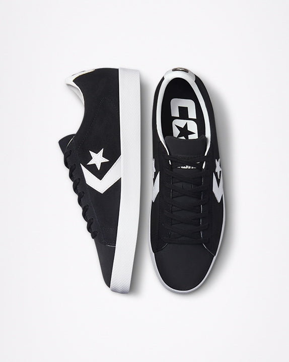 Cons Shoes Pro Leather Vulc Low Black White White Converse Skateboard Sneakers