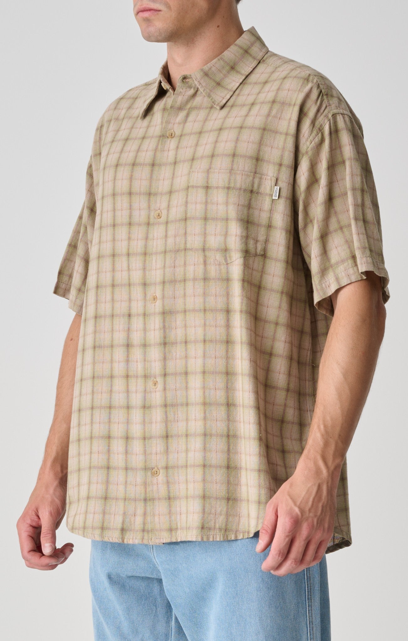 S-Double Shirt Coast SS Sage Green Woven Dress Shirt
