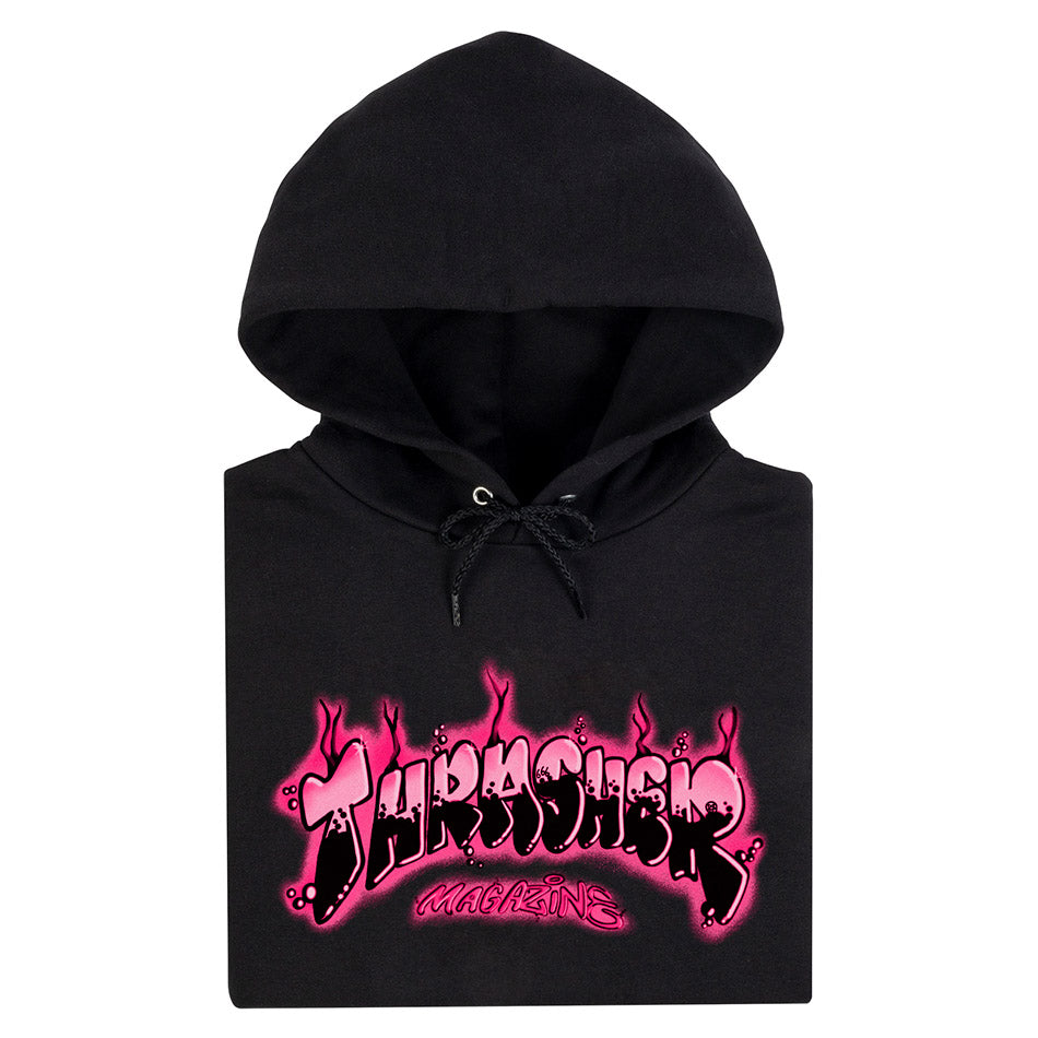 Thrasher Hood Airbrush Black Artwork By Wavytrillbaby Skateboard Jumper Sweater