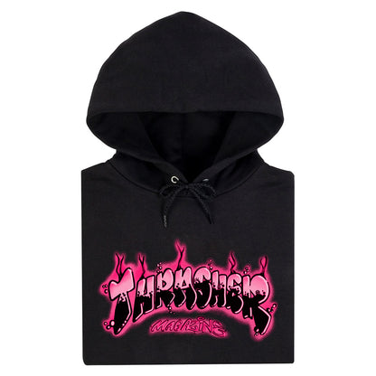 Thrasher Hood Airbrush Black Artwork By Wavytrillbaby Skateboard Jumper Sweater