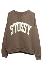 Stussy Womens Campus Oversized Crew Jumper Brown