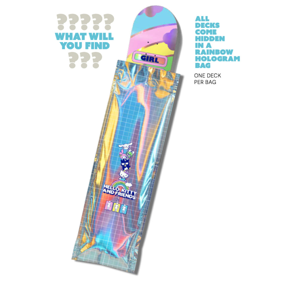 GIRL Skateboard Deck Geering 8" x Hello Kitty & Friends Rainbow Blind Bag