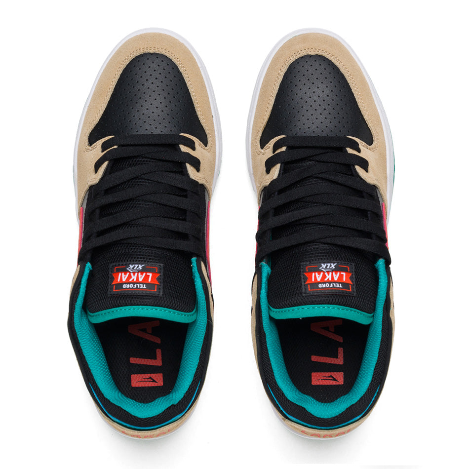 Lakai Shoes Telford Low Tan Black Suede US SIZE Skateboard Sneakers