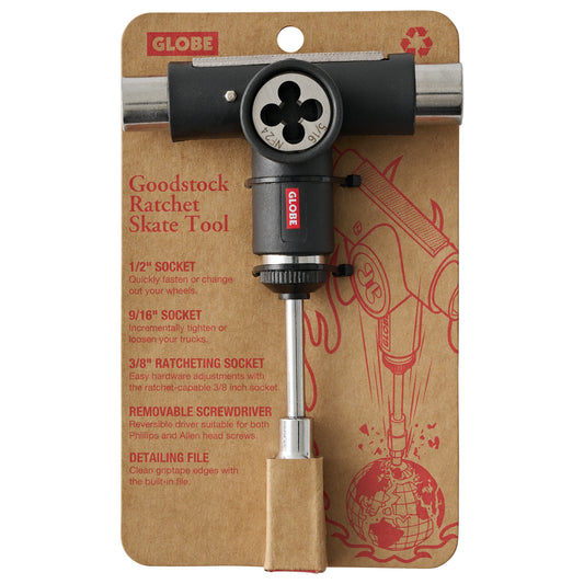 Globe Goodstock Ratchet Tool Black Axle Re-Threader Complete Skateboard T-Tool