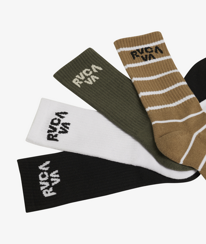 RVCA Socks 4 Pack Union Crew Seasonal Multi Size 7-11 Skateboard Sox