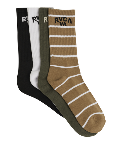 RVCA Socks 4 Pack Union Crew Seasonal Multi Size 7-11 Skateboard Sox