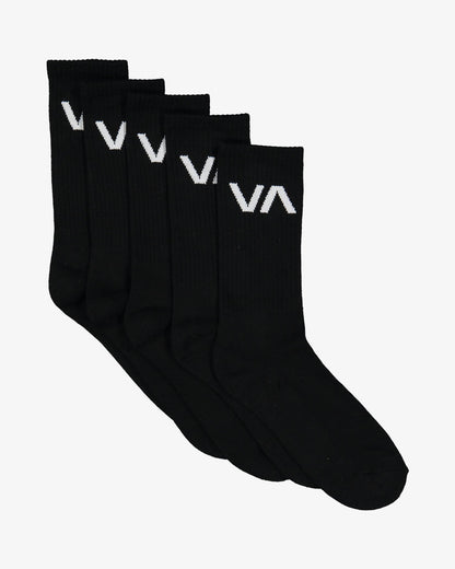 Rvca Socks 5 Pack Sport Crew Black Size 7 11 Skateboard Sox