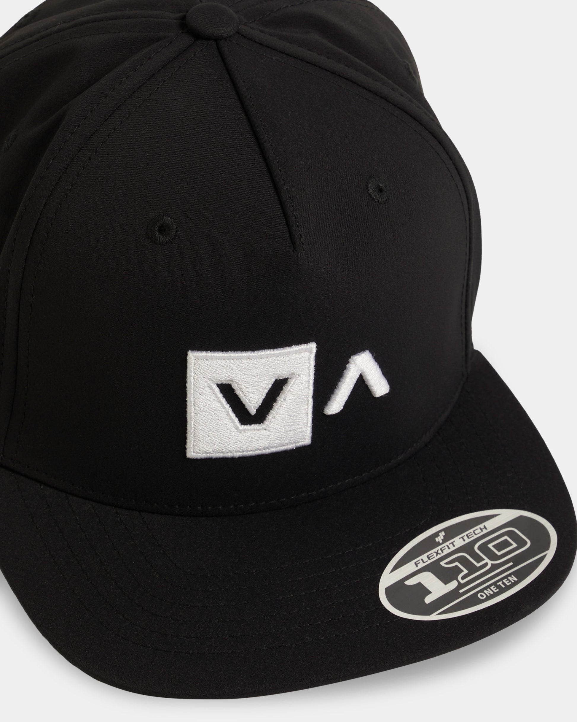 Black cap with a logo on a white background