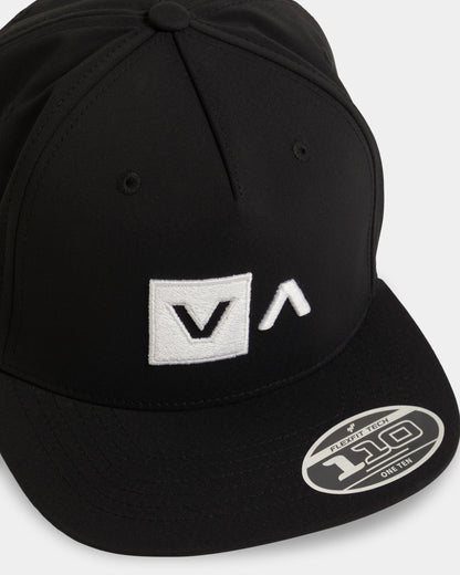 Black cap with a logo on a white background