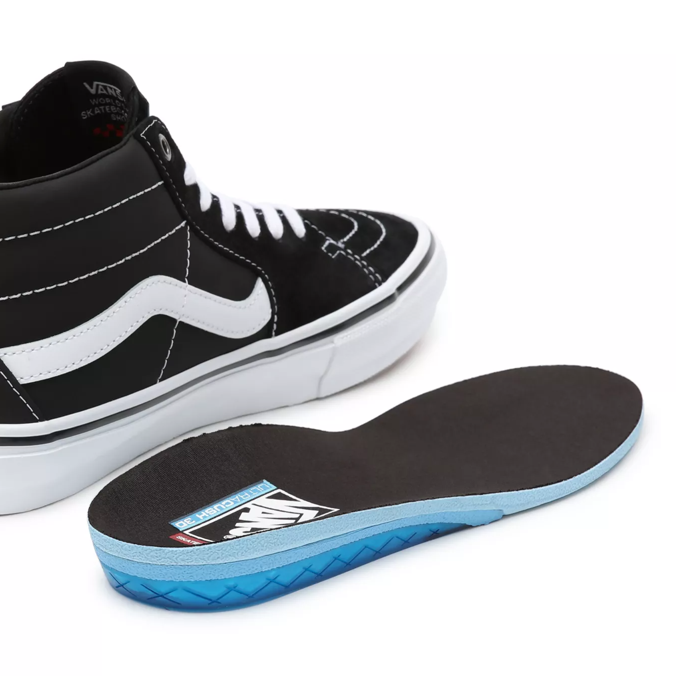 Vans Shoes Skate Grosso Mid Black White Emo Leather Us Size Skateboard Sneakers