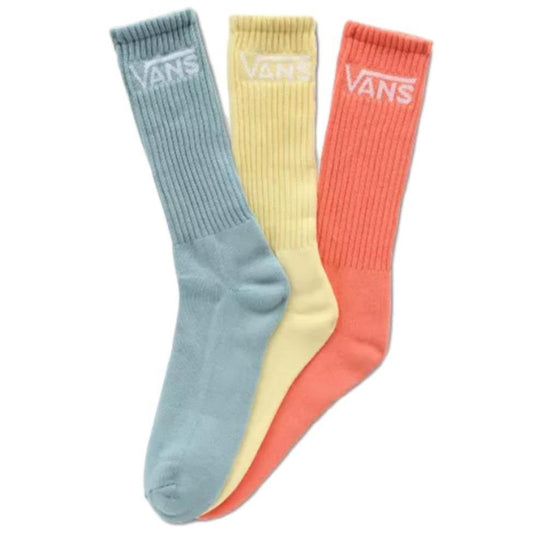 Vans Socks 3 Pack Crew Mellow Yellow Assorted Size 9 13 Skateboard Sox