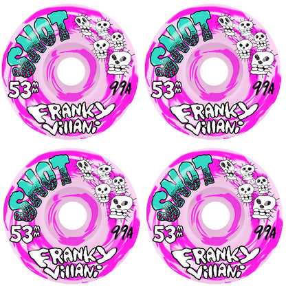 Snot Wheels Franky Villani Skulls PINK SWIRL 53mm 99a