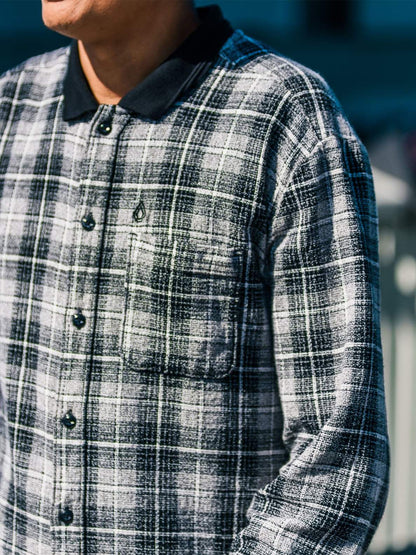 Volcom X Louie Lopez Long Sleeve Flannel Black L S Skateboard T Shirt