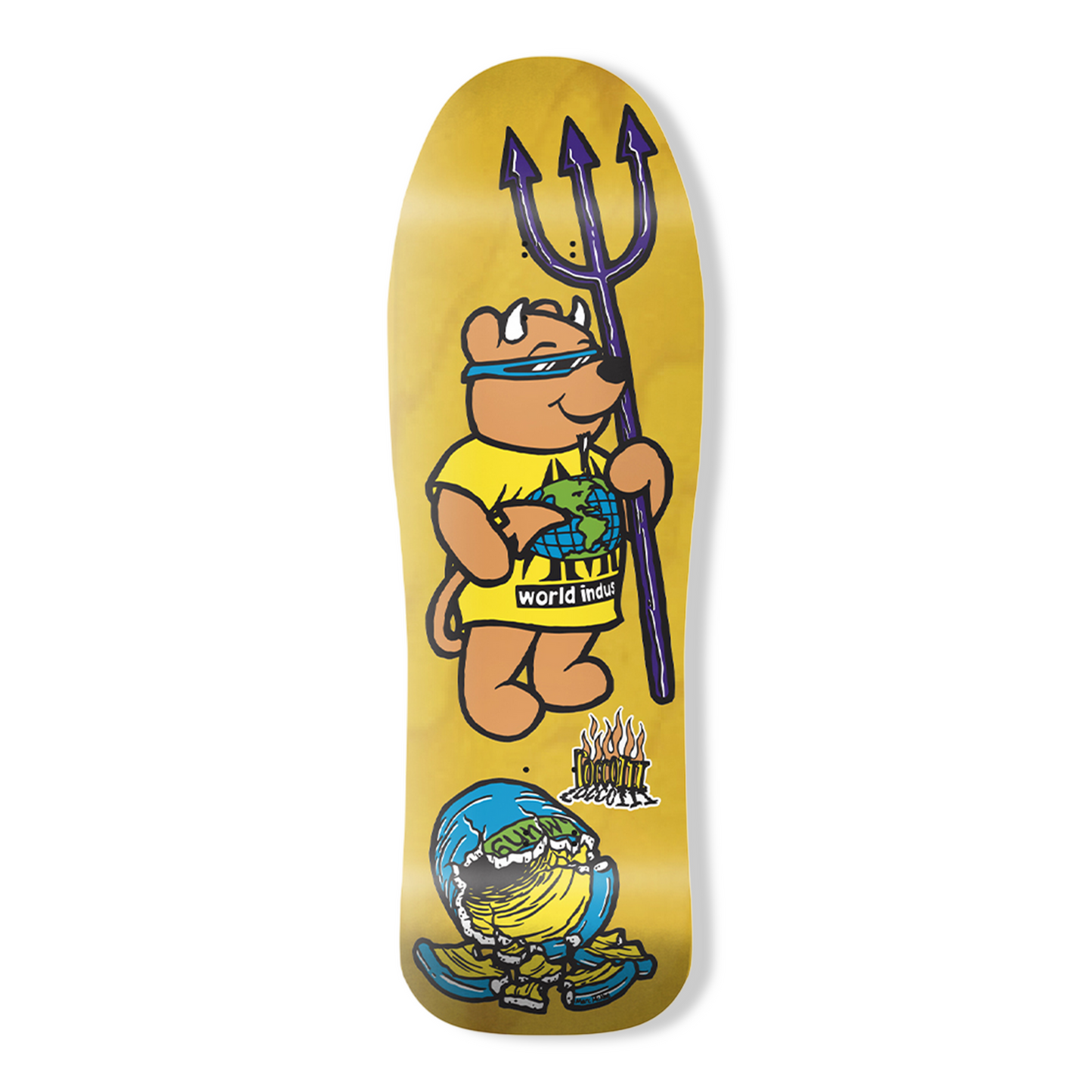 World Industries skateboard Deck Steve Rocco III 9.75" Reissue Yellow Bear