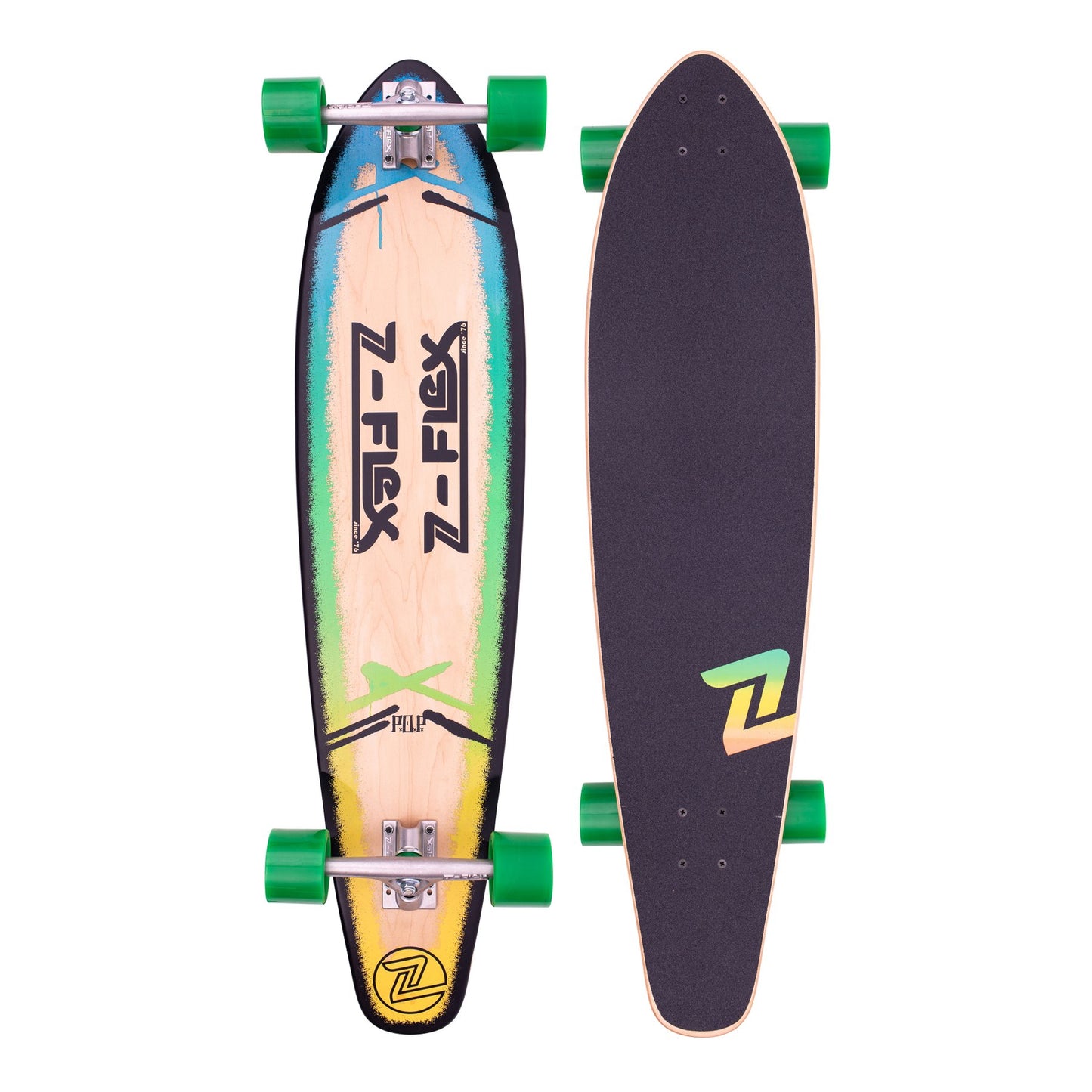 Z-Flex Skateboard Complete P.O.P 39" Blue Fade Roundtail Longboard