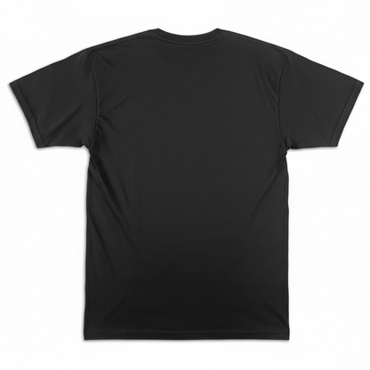 A zero skateboards army logo black short-sleeve crewneck t-shirt shown from the back, laid flat against a solid white background.