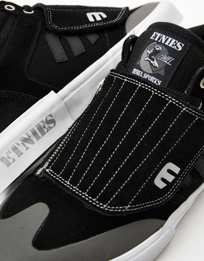 Etnies Shoes Windrow Vulc Mid Andy Anderson Black White Silver Sneakers