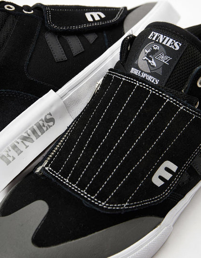 Etnies Shoes Windrow Vulc Mid Andy Anderson Black White Silver Sneakers