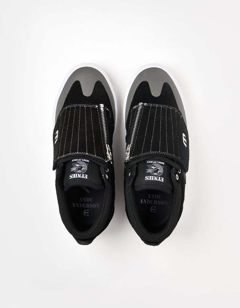 Etnies Shoes Windrow Vulc Mid Andy Anderson Black White Silver Sneakers