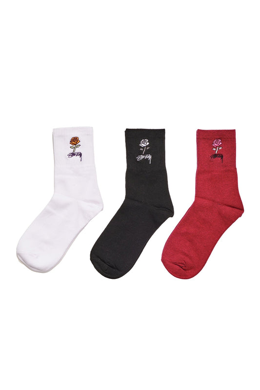 Stussy Socks Womens 80 Rose Sock 3 Pack OSFM