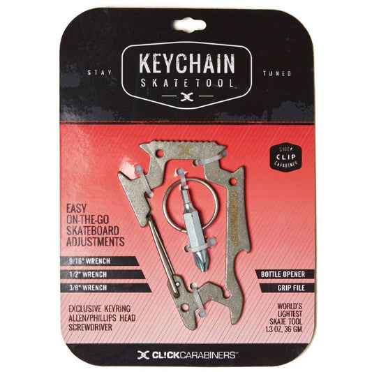 Sk8ology Skate Tool Silver Keychain Carabiner Worlds Lightest Skateboard T-Tool