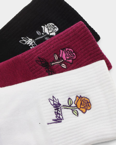 Stussy Socks Womens 80 Rose Sock 3 Pack OSFM