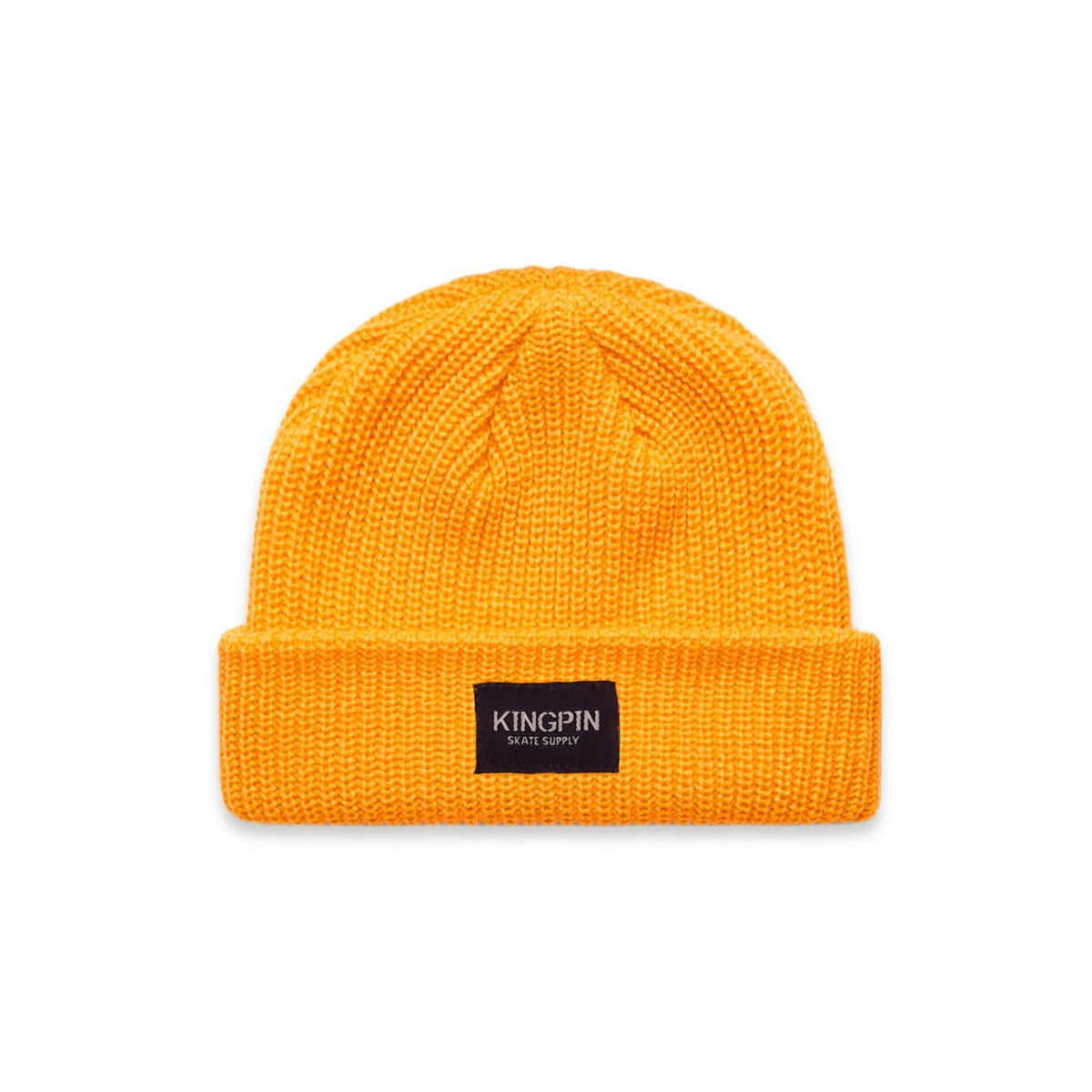 Kingpin Skate Supply Cuff Beanie Cable Black Label Gold Skateboard Hat