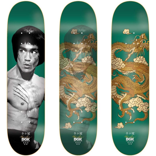 DGK Skateboard Deck Bruce Lee Emerald Golden Dragon Lenticular 8.25"