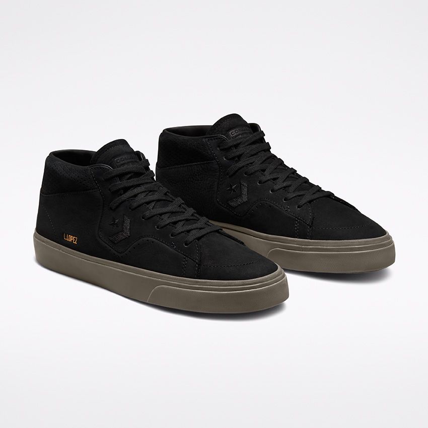 Cons Shoes Louie Lopez Pro Mid Black Dark Mushroom Converse Skateboard Sneakers
