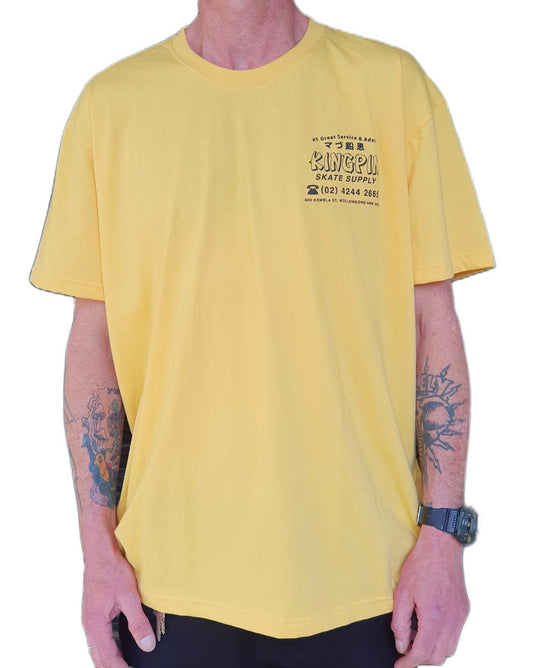 Kingpin Skate Supply Tee Fortune Yellow New Skateboard T-Shirt