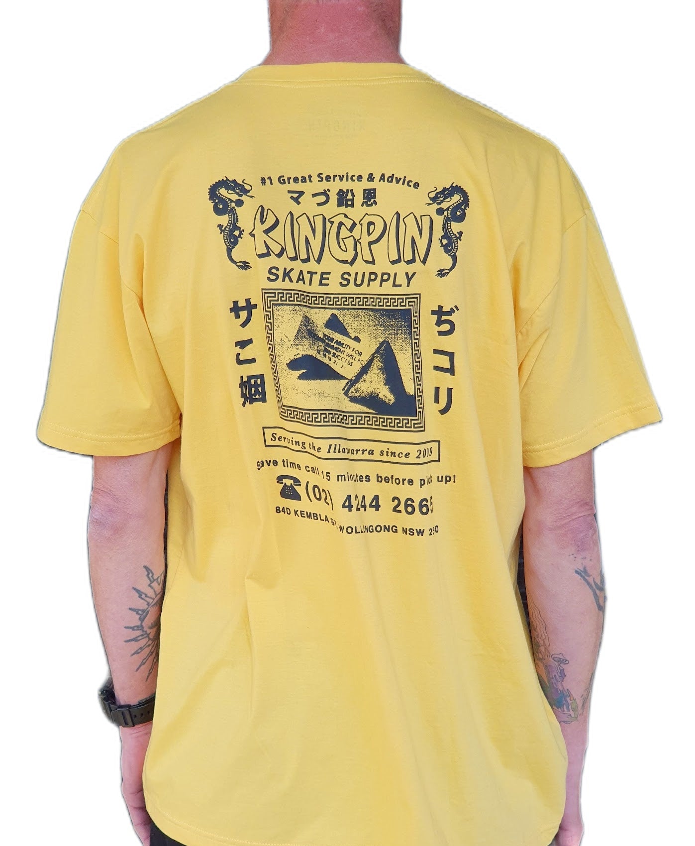Kingpin Skate Supply Tee Fortune Yellow New Skateboard T-Shirt