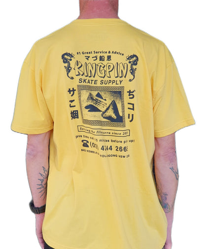 Kingpin Skate Supply Tee Fortune Yellow New Skateboard T-Shirt