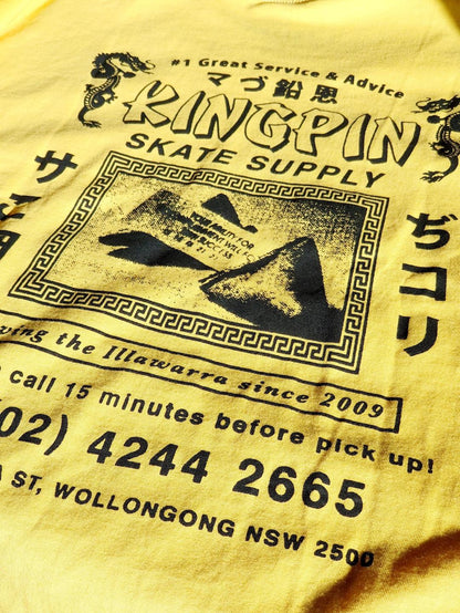 Kingpin Skate Supply Tee Fortune Yellow New Skateboard T-Shirt