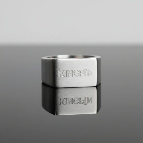 Kingpin Skate Supply Signet Ring Rectangle Og Silver Titanium