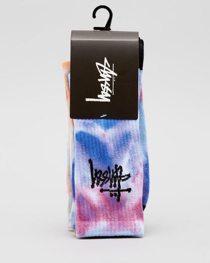 Stussy Socks Graffiti Crew TIE DYE 3 Pack Size OSFM Skateboard Sox