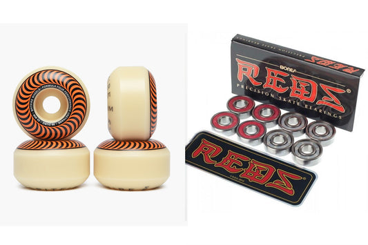 Spitfire Wheels Formula Four Orange Swirl 53mm + Bones Reds Skateboard Bearings