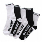 Globe Socks 5 Pack Quarter Black White Crew Size 12 15 Skateboard Sox