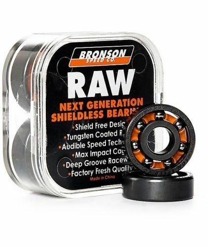 Bronson Bearings Raw 8 Pack Next Gen Shieldless Skateboard Bearings