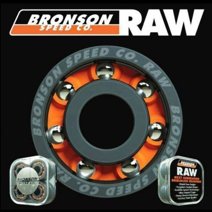 Bronson Bearings Raw 8 Pack Next Gen Shieldless Skateboard Bearings
