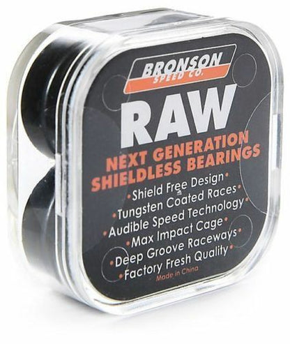 Bronson Bearings Raw 8 Pack Next Gen Shieldless Skateboard Bearings