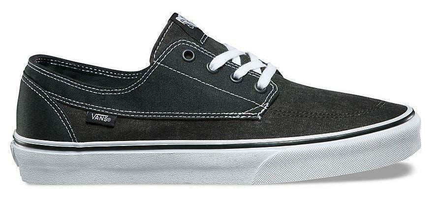 Vans Shoes Brigata (Washed Canvas) Pirate Black White Skateboard Surf Sneakers