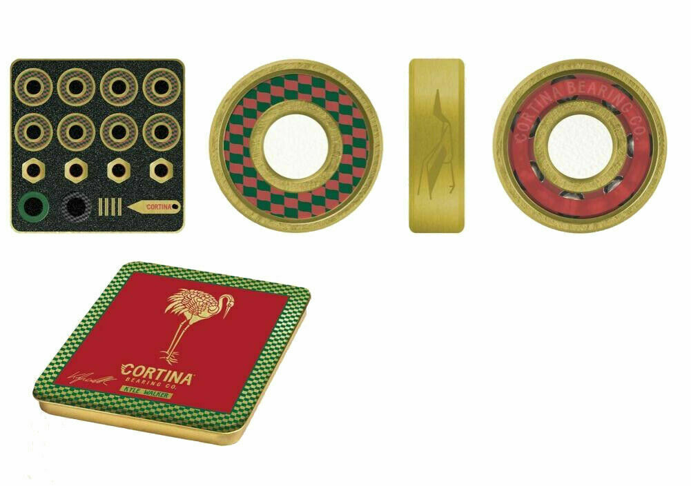 Cortina Skateboard Bearings Kyle Walker Signature Gold Pro Rated Red Green
