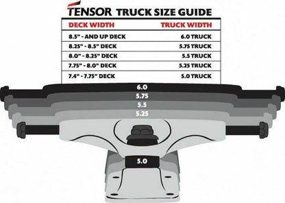 Tensor Skateboard Trucks Mag Light 5.5 Black Hollow Set 8.25" Axles