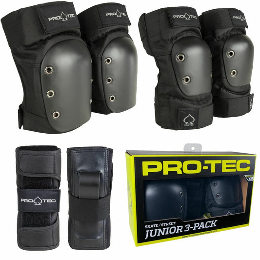 Pro-Tec Pads Street Elbow & Knee Set JUNIOR MEDIUM Protec Safety Skate Gear GONG