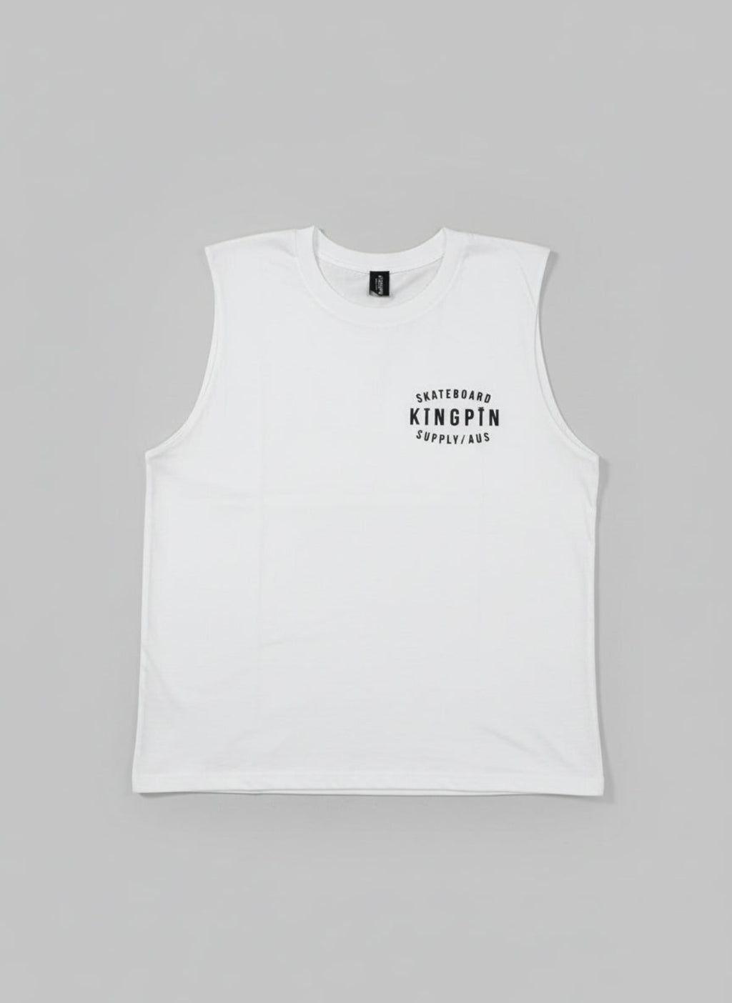 Kingpin Skate Supply Sleeveless Tee Retro White Skateboard T Shirt