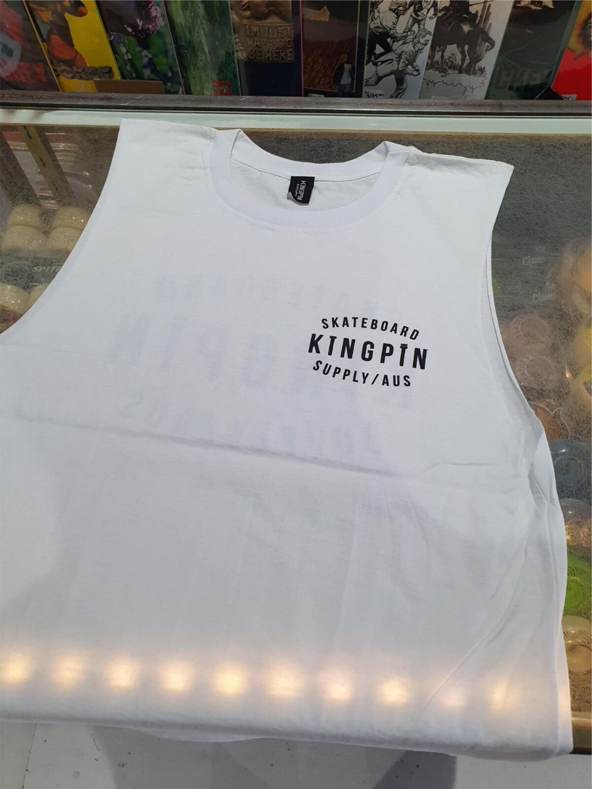 Kingpin Skate Supply Sleeveless Tee Retro White Skateboard T-Shirt