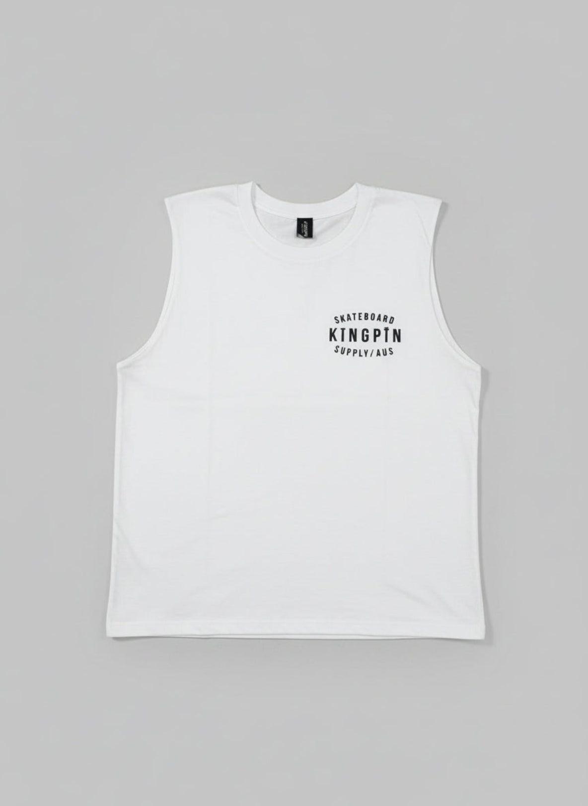 Kingpin Skate Supply Sleeveless Tee Retro White Skateboard T Shirt